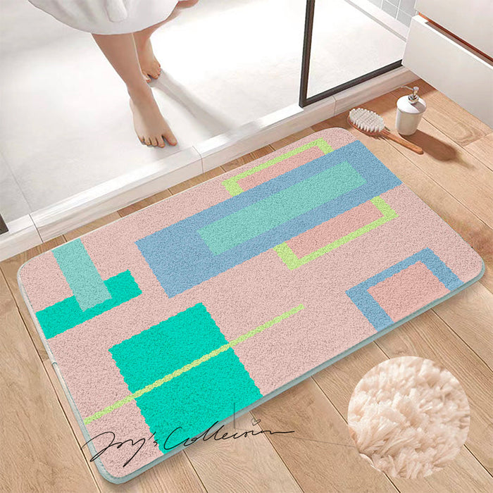 Feblilac Geometric Big Squares Geometric Tufted Bath Mat