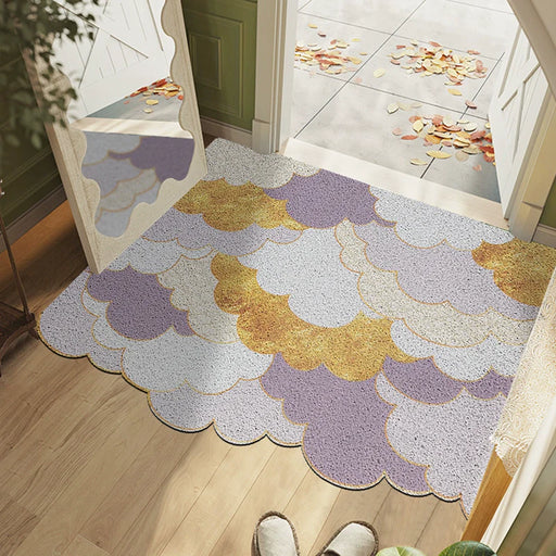 Feblilac Irregular Purple Floating Clouds PVC Coil Door Mat