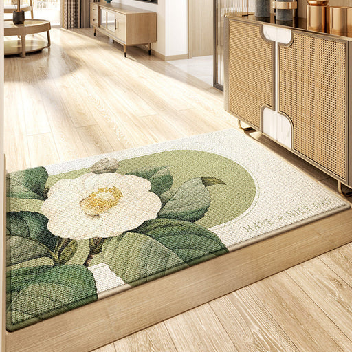 Feblilac Flower Camellia Polyester Door Mat