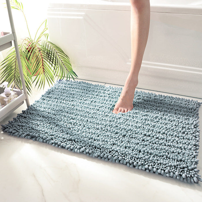 Feblilac Solid Large Particles Plush Chenille Bath Mat