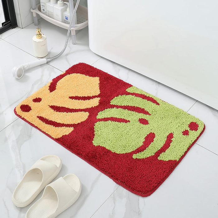 Feblilac Colorful Banana Leaves Tufted Bath Mat