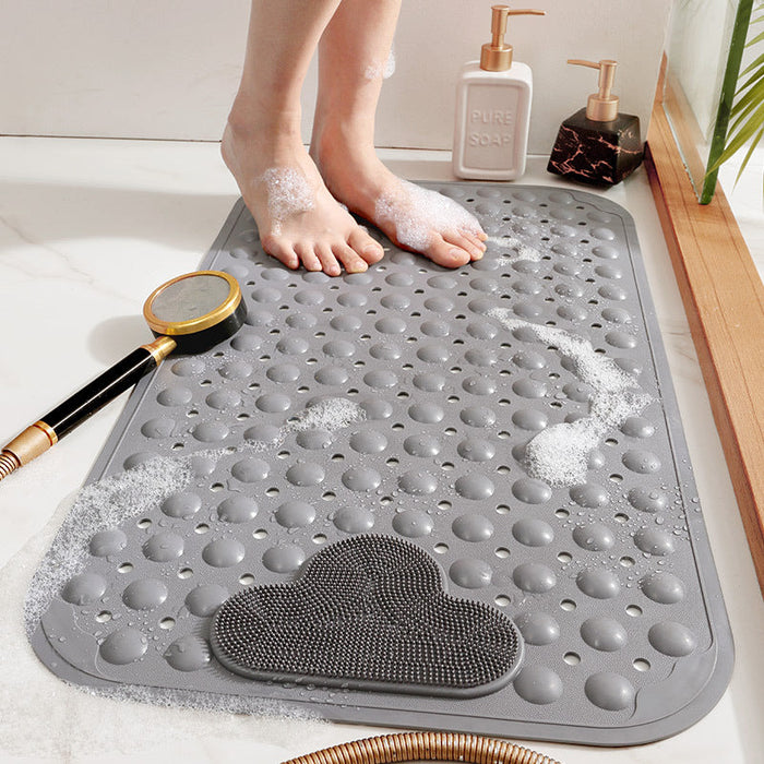 TPE Blue/Grey/Khaki/White Drain Holes and Suction Cups Tub Rug, Anti Slip Massage Bathtub Mats