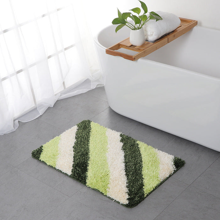 Feblilac Blue/Black/Green/Red/Brown/Purple and White Stripe Geometric Pattern Ultra Soft Bathroom Rug