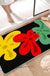 Feblilac Red Yellow and Green Three Flowers Tufted Bathmat