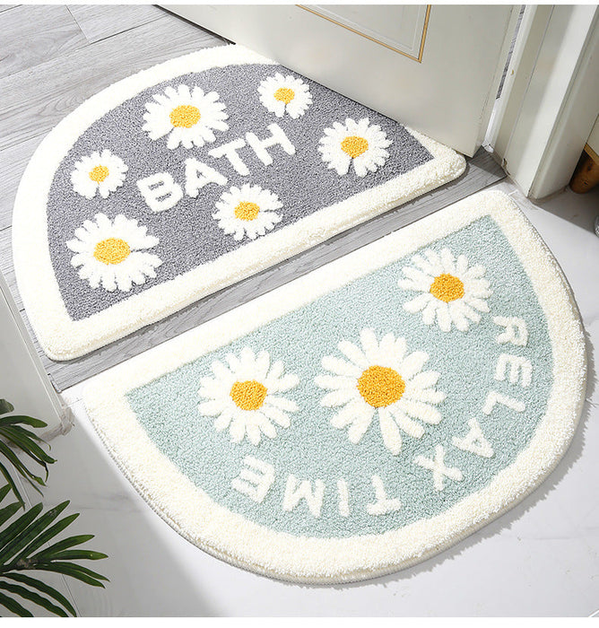 Feblilac Semicircle Daisy Tufted Bath Mat