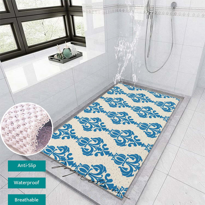 Feblilac Baroque Flower Pot PVC Coil Bathtub Mat and Shower Mat