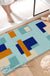 Feblilac Blue and Brown Squares Geometric Tufted Bath Mat