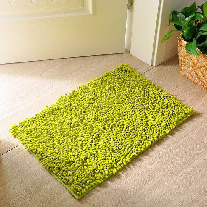 Chenille Non-Slip Microfiber Shag Bathroom Rug Mat, Solid Color