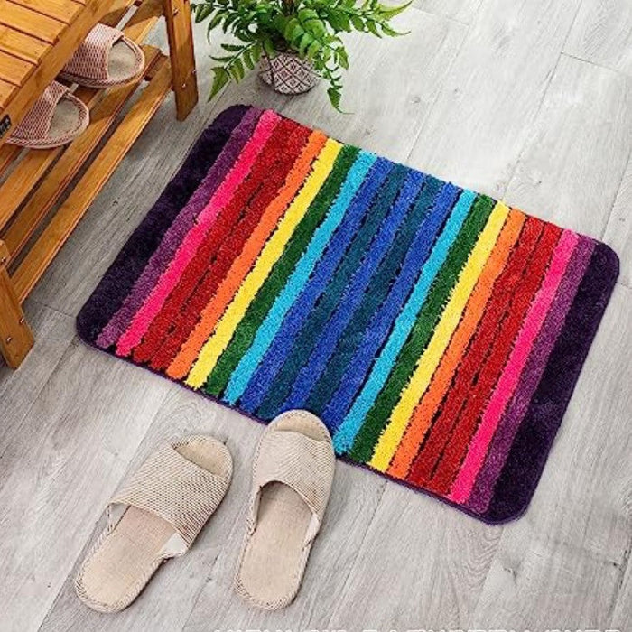 Feblilac Rainbow Lines Tufted Bath Mat