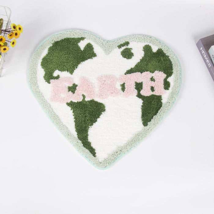 Feblilac Heart-shaped Letter Pattern Tufted Bath Mat