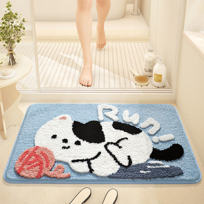 Feblilac Cartoon Animal Tufted Bath Mat