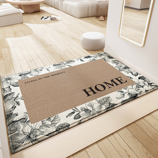 Feblilac Alice Black Flower Polyester Door Mat