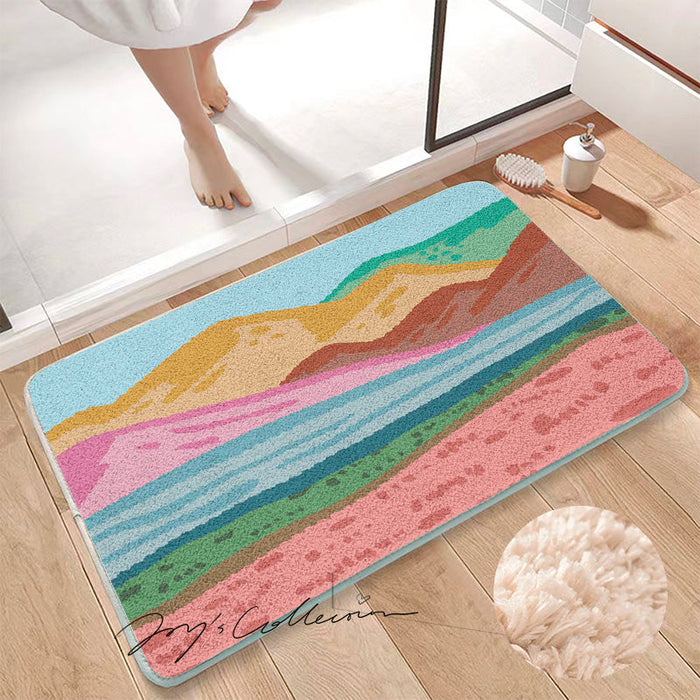 Feblilac Pink Mountains Tufted Bath Mat