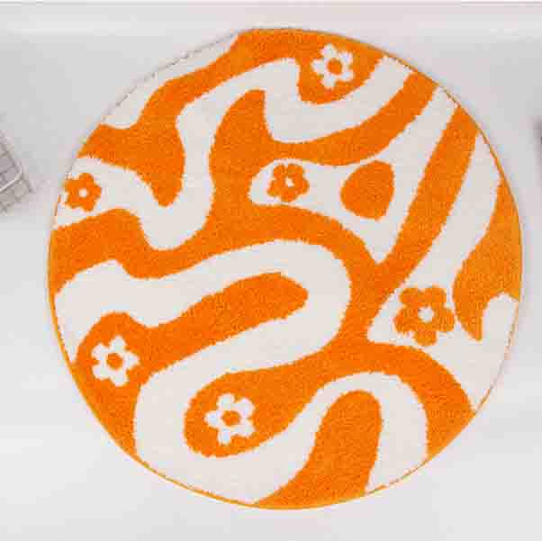 Feblilac Round Dizzy Flower Bath Area Mat 31"x31", 80cmx80cm