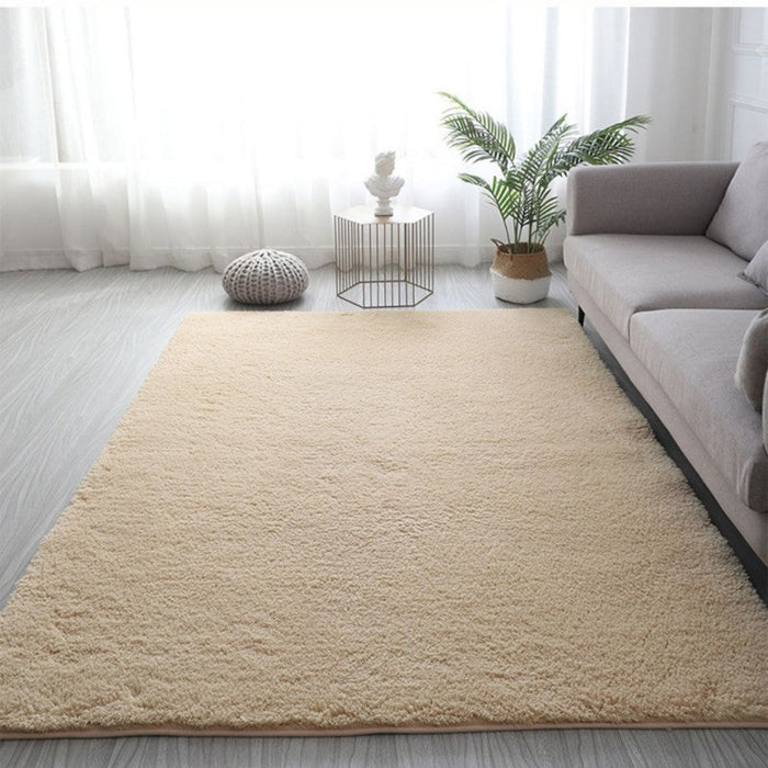 Feblilac Rectangular Solid Light Camel Thickened Tufted Bath Mat