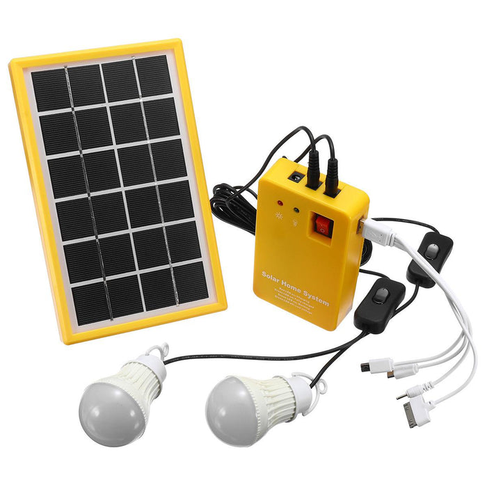 Solar Power Panel Generator Kit 5V USB Charger Home System with 3 LED Bulbs Light