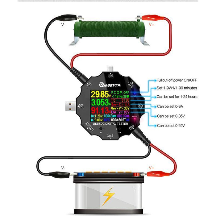 Accessories 65W Constant Current Load NTC Temperature Probe DC5525 Crocodile Clip PD3.0 QC2.0/QC3.0 Trigger Adapters For UD18 USB Tester