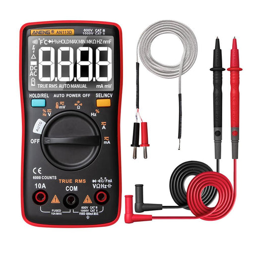 ANENG AN113D Intelligent  Auto Measure True- RMS Digital Multimeter 6000 Counts Resistance Diode Continuity Tester Temperature AC/DC Voltage Current Meter Upgraded from AN8002