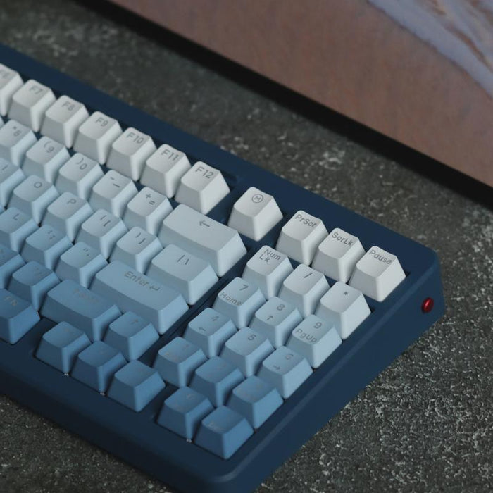 Fog Blue Front Side Carving Light Transmission Mechanical Keyboard Keycaps