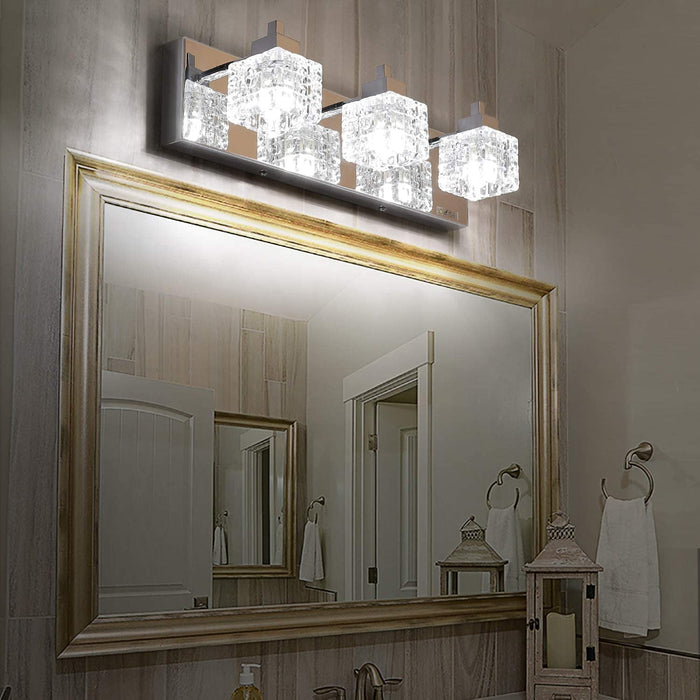 Bathroom Vanity Light Fixtures, Modern Bathroom Lights over Mirror 3 Lights Vanity Light 19Inches Crystal Vanity Light Fixture