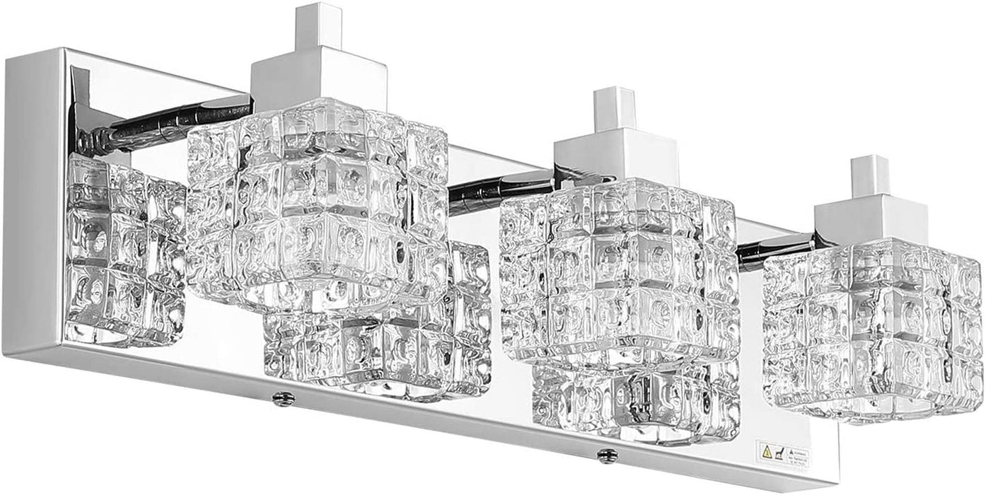 Bathroom Vanity Light Fixtures, Modern Bathroom Lights over Mirror 3 Lights Vanity Light 19Inches Crystal Vanity Light Fixture