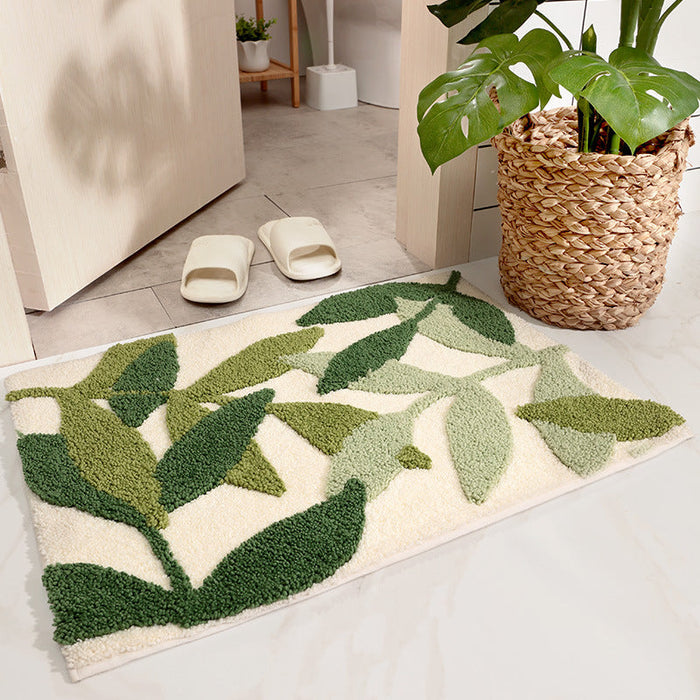 Feblilac Green Leaves Bath Mat Mom‘s Day Gift