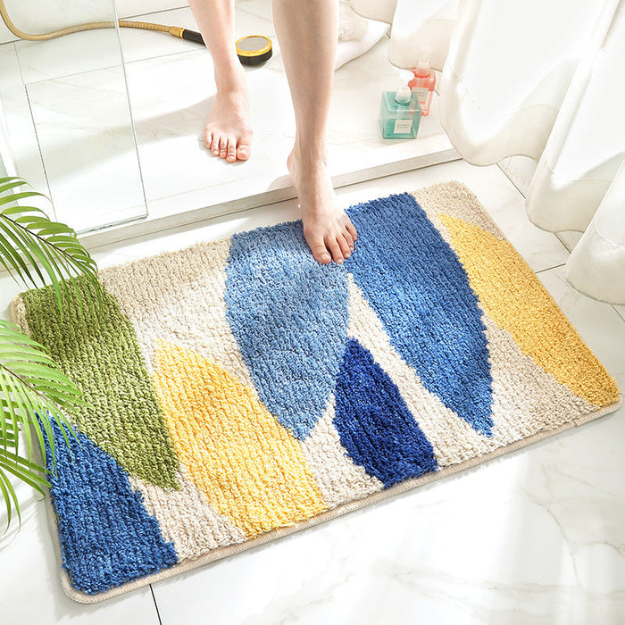 Feblilac Dark Green Leaves Bath Mat