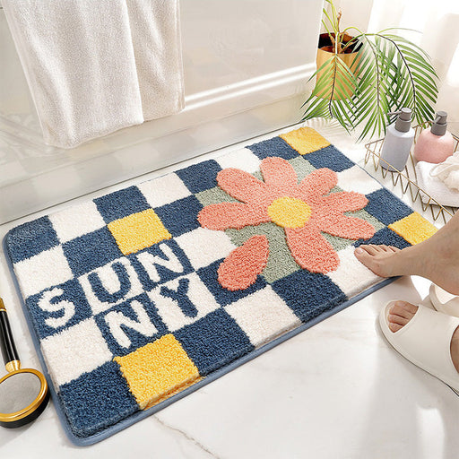 Feblilac Colored Checkerboard Bath Mat