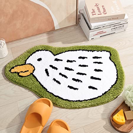 Feblilac Cute White Duck Tufted Bath Mat