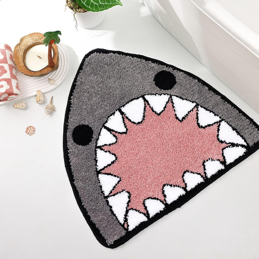 Feblilac Cute Shark Tufted Bath Mat