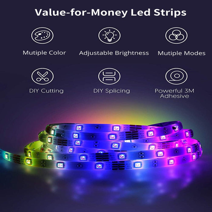 Multi-Color Multi-White Waterproof 32Ft RGB Color Changing LED Light Strip with Remote Control Halloween and Christmas Decoration