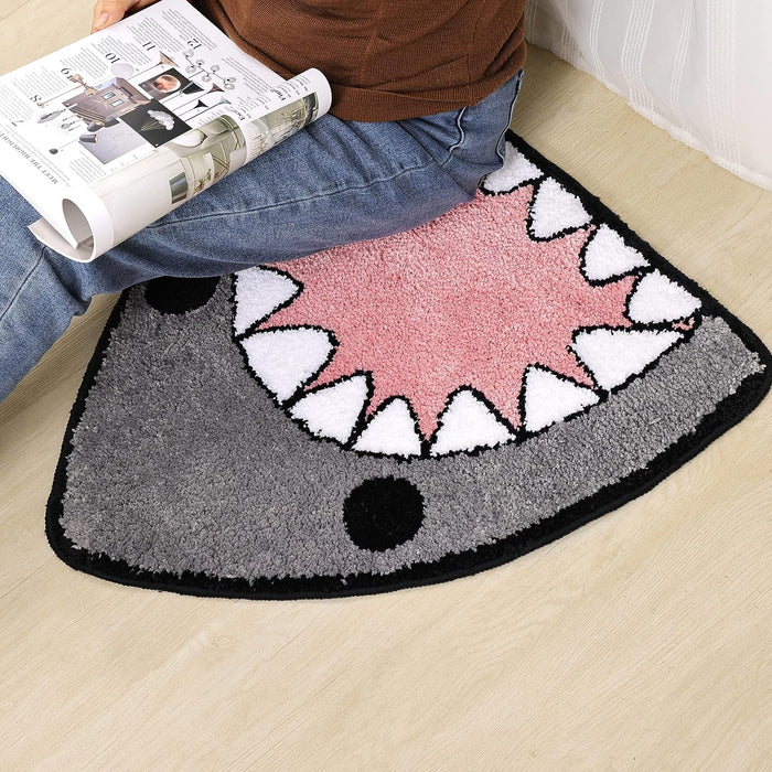 Feblilac Cute Shark Tufted Bath Mat