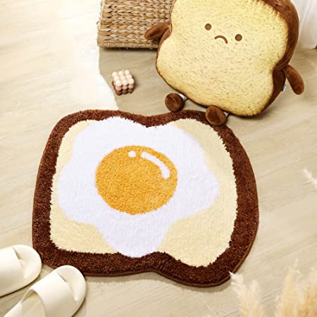 Feblilac Cute Toast Tufted Bath Mat