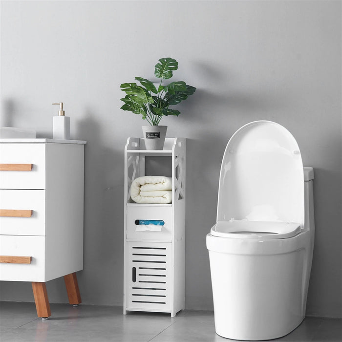 Bathroom Cabinet Bathroom Furniture 3-Tier Bathroom Storage Cabinet with 2 Doors 23*23*80CM US Warehouse