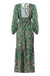 Fashion Printed Lantern Long-Sleeved V-Neck Halter Stitching Dress