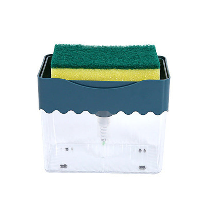 2-In-1 Soap Dispenser Sponge Caddy Push-Type Liquid Box Detergent Automatic Dosing Box