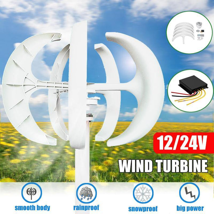 550W 12V/24V 5 Blades Lantern Power Wind Turbine Generator With Charge Controller