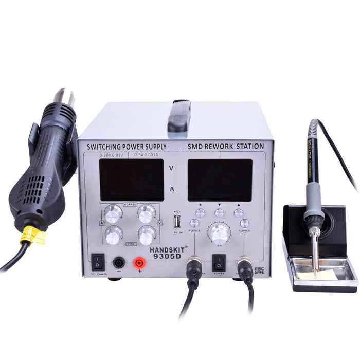 Handskit 9305D 4 in 1 Hot Air Rework Station + Soldering Iron Station + 30V 5A DC Power Supply