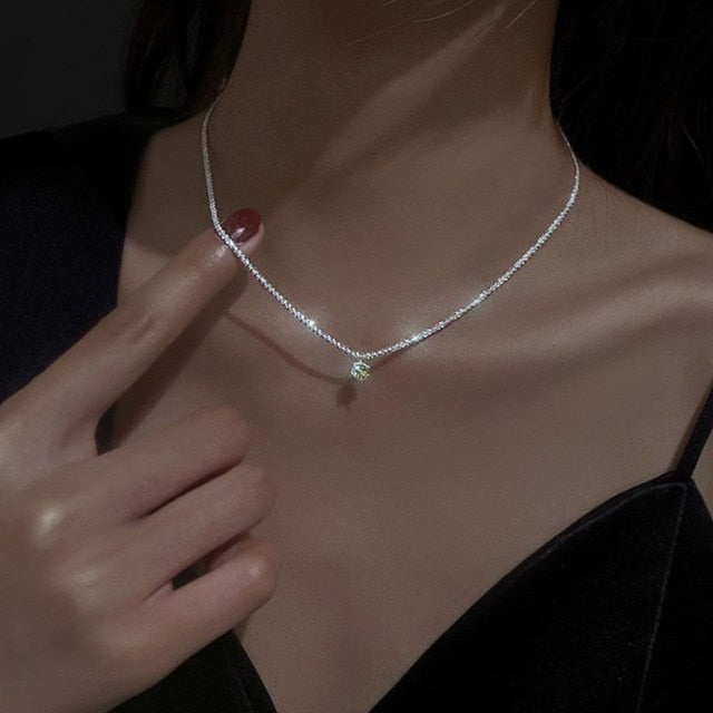 Sparkling Clavicle Chain Necklace - Okeihouse