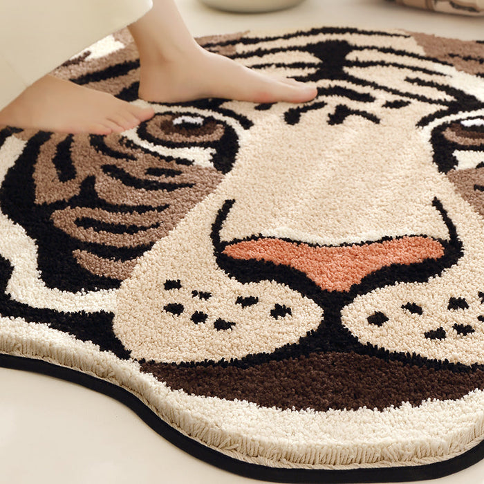 Feblilac Brown Tiger Head Handmade Tufted Acrylic Livingroom Carpet Area Rug