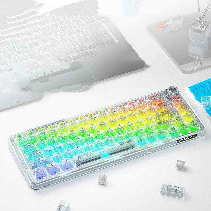 Bluetooth Mechanical Keyboard Transparent Case Hot-swappable Gasket Structure