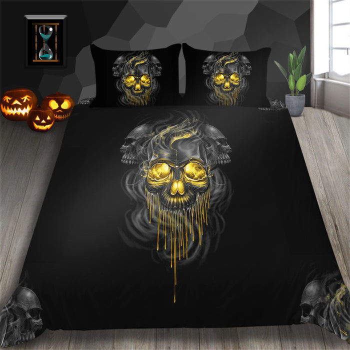 3D Printed Skull Printed Three-piece Home Textile Set