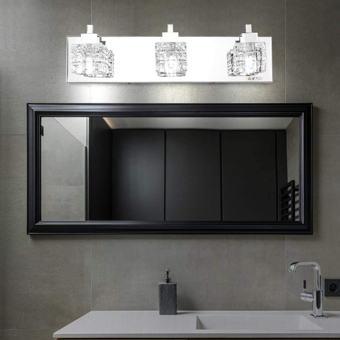 Bathroom Vanity Light Fixtures, Modern Bathroom Lights over Mirror 3 Lights Vanity Light 19Inches Crystal Vanity Light Fixture