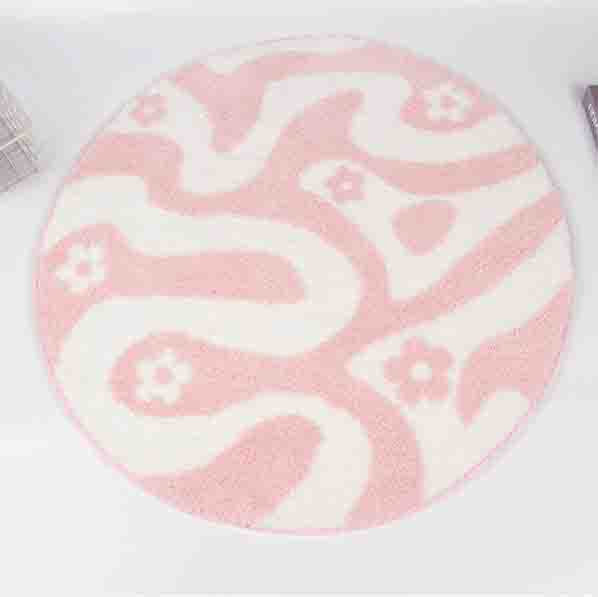 Feblilac Round Dizzy Flower Bath Area Mat 31"x31", 80cmx80cm