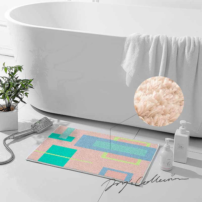 Feblilac Geometric Big Squares Geometric Tufted Bath Mat