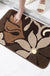 Feblilac Brown and Cream Leaves and Flower Bath Mat