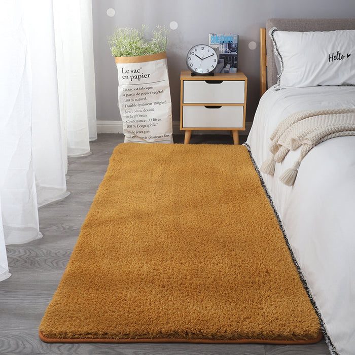 Feblilac Rectangular Solid Khaki/Yollow Thickened Tufted Bath Mat