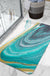 Feblilac Blue Abstract Wave Super Absorbent Suede Bathroom Mat