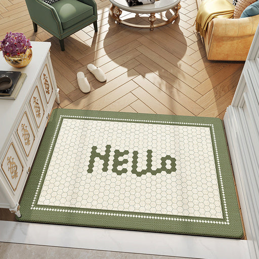 Feblilac Green Geometric Glass Pattern Polyester Door Mat