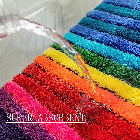 Feblilac Rainbow Lines Tufted Bath Mat